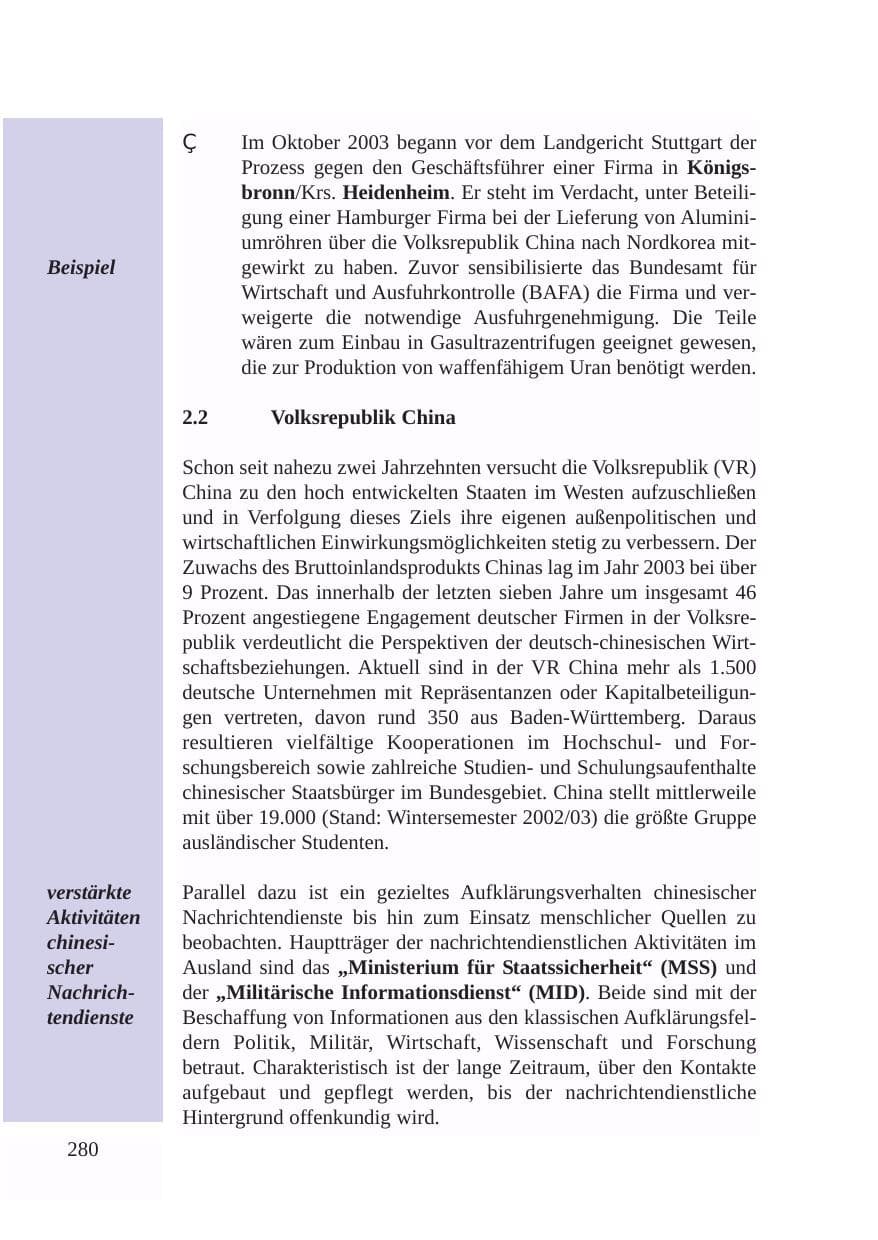 Seite 281 des Verfassungsschutzbericht 2003 Baden-Württemberg
