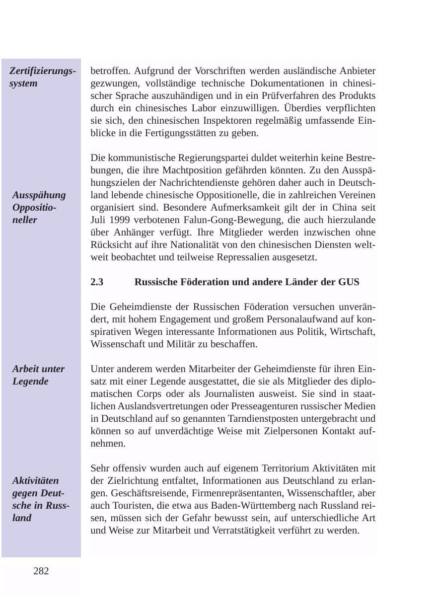 Seite 283 des Verfassungsschutzbericht 2003 Baden-Württemberg