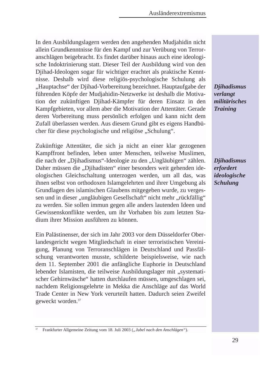 Seite 30 des Verfassungsschutzbericht 2003 Baden-Württemberg