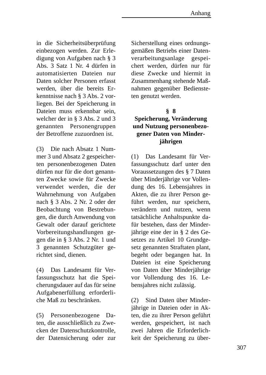 Seite 308 des Verfassungsschutzbericht 2003 Baden-Württemberg