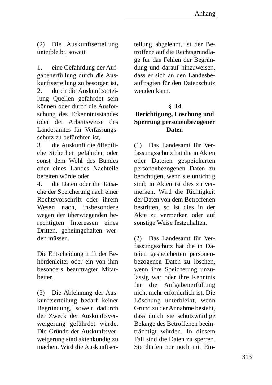 Seite 314 des Verfassungsschutzbericht 2003 Baden-Württemberg