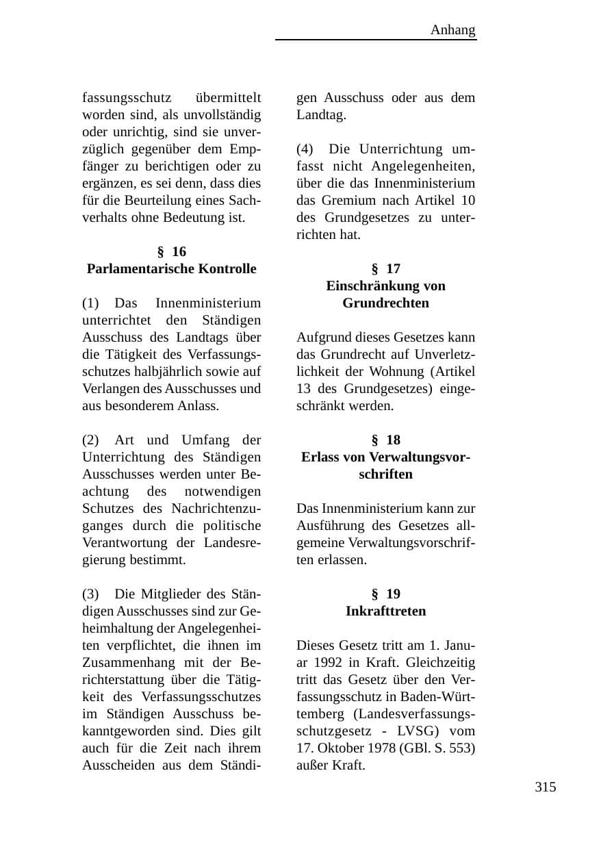 Seite 316 des Verfassungsschutzbericht 2003 Baden-Württemberg