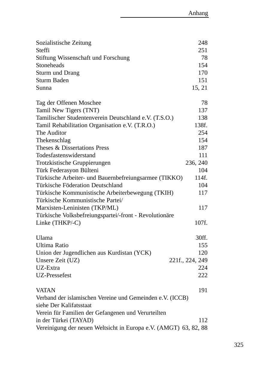 Seite 326 des Verfassungsschutzbericht 2003 Baden-Württemberg