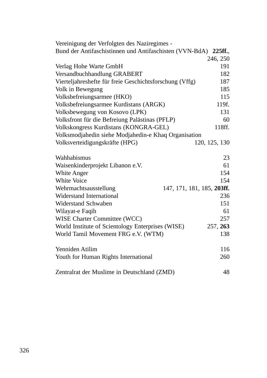 Seite 327 des Verfassungsschutzbericht 2003 Baden-Württemberg