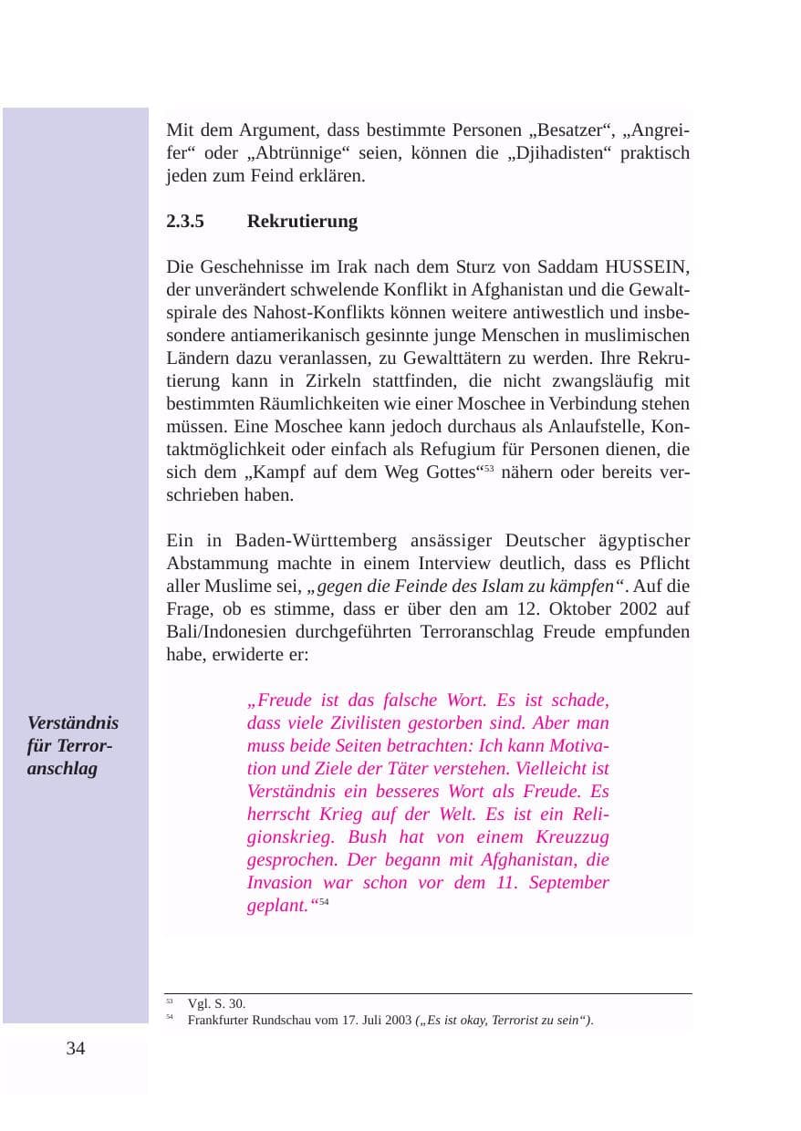 Seite 35 des Verfassungsschutzbericht 2003 Baden-Württemberg