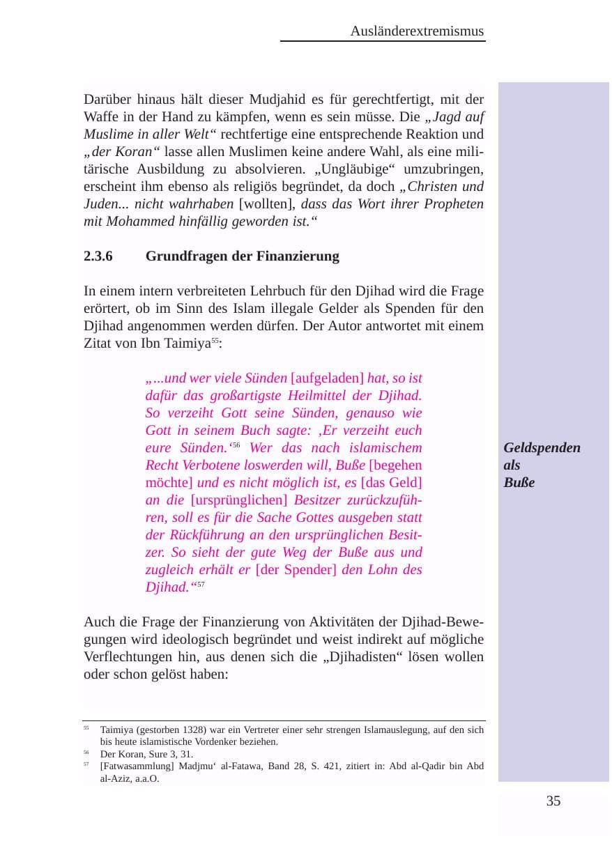 Seite 36 des Verfassungsschutzbericht 2003 Baden-Württemberg