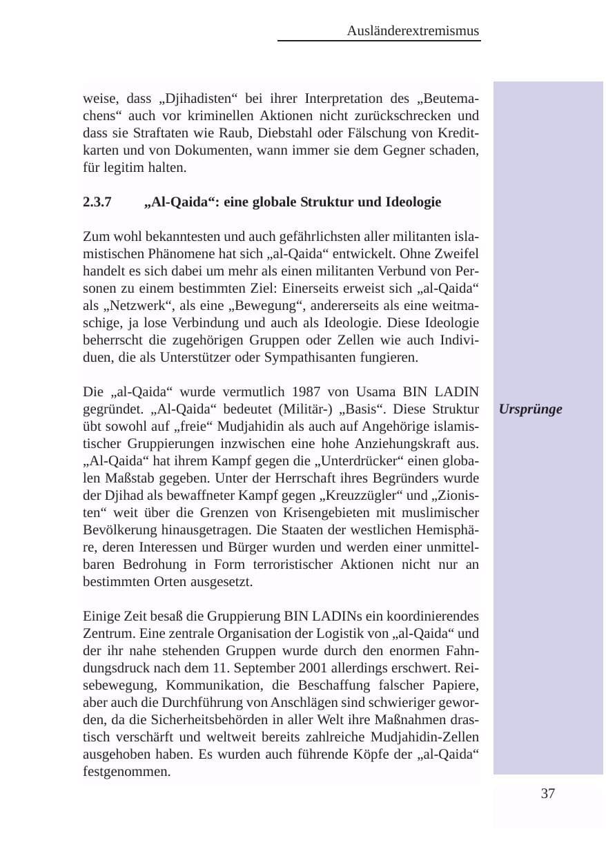 Seite 38 des Verfassungsschutzbericht 2003 Baden-Württemberg