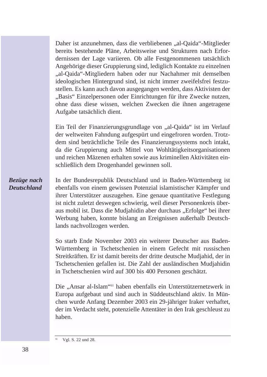 Seite 39 des Verfassungsschutzbericht 2003 Baden-Württemberg