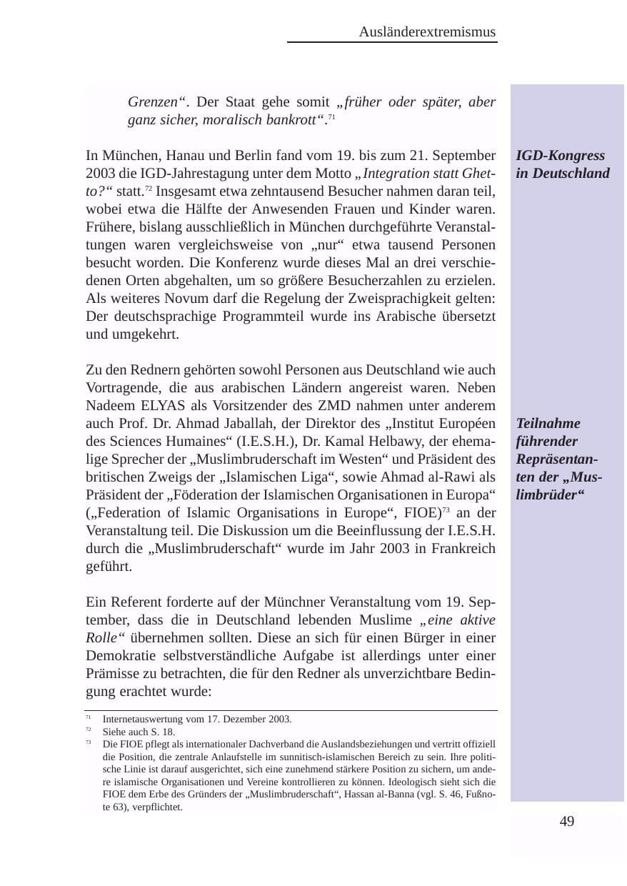 Seite 50 des Verfassungsschutzbericht 2003 Baden-Württemberg