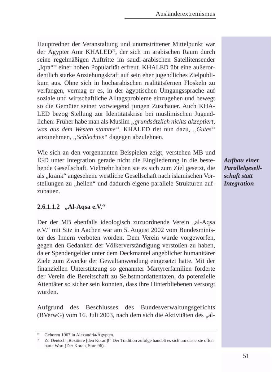 Seite 52 des Verfassungsschutzbericht 2003 Baden-Württemberg