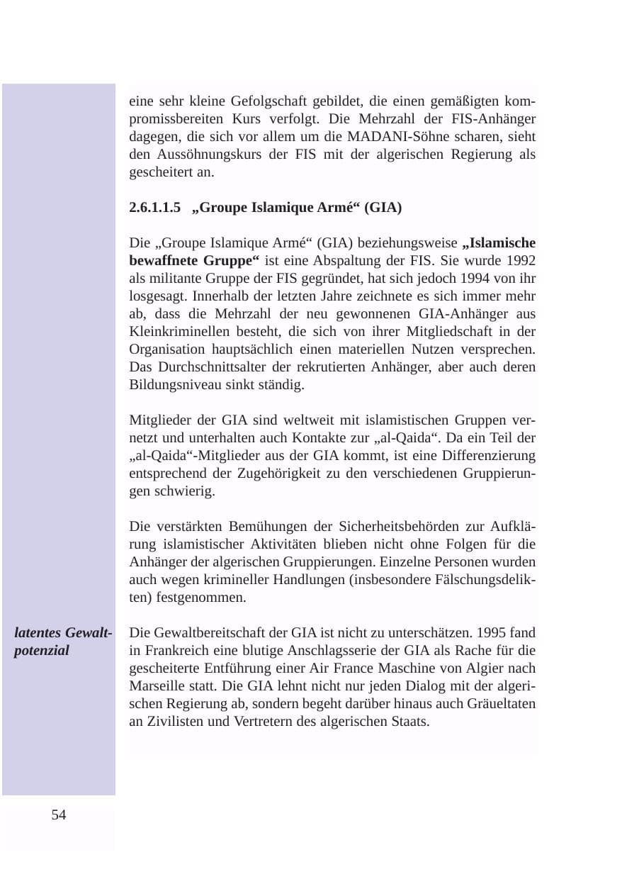 Seite 55 des Verfassungsschutzbericht 2003 Baden-Württemberg