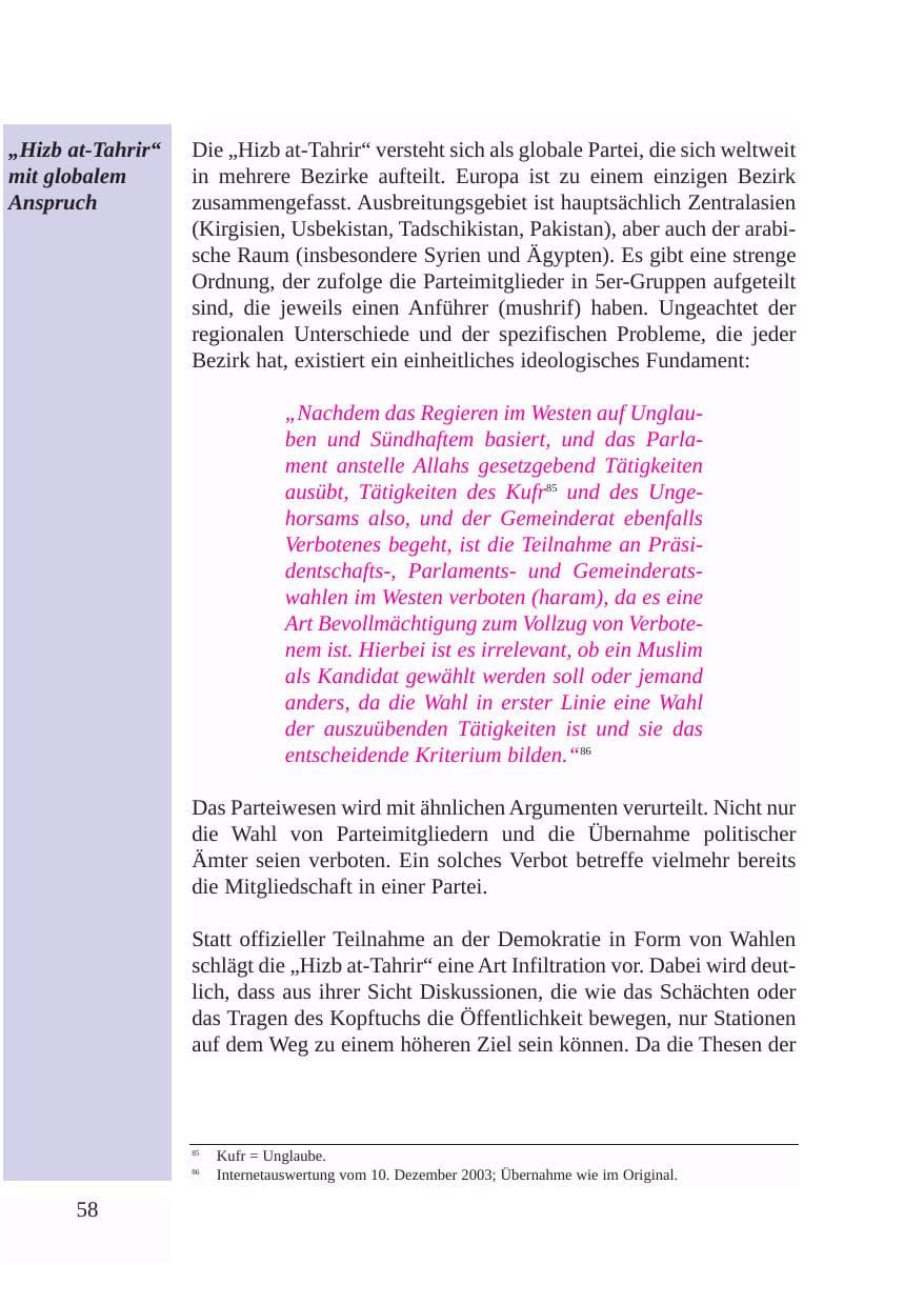Seite 59 des Verfassungsschutzbericht 2003 Baden-Württemberg