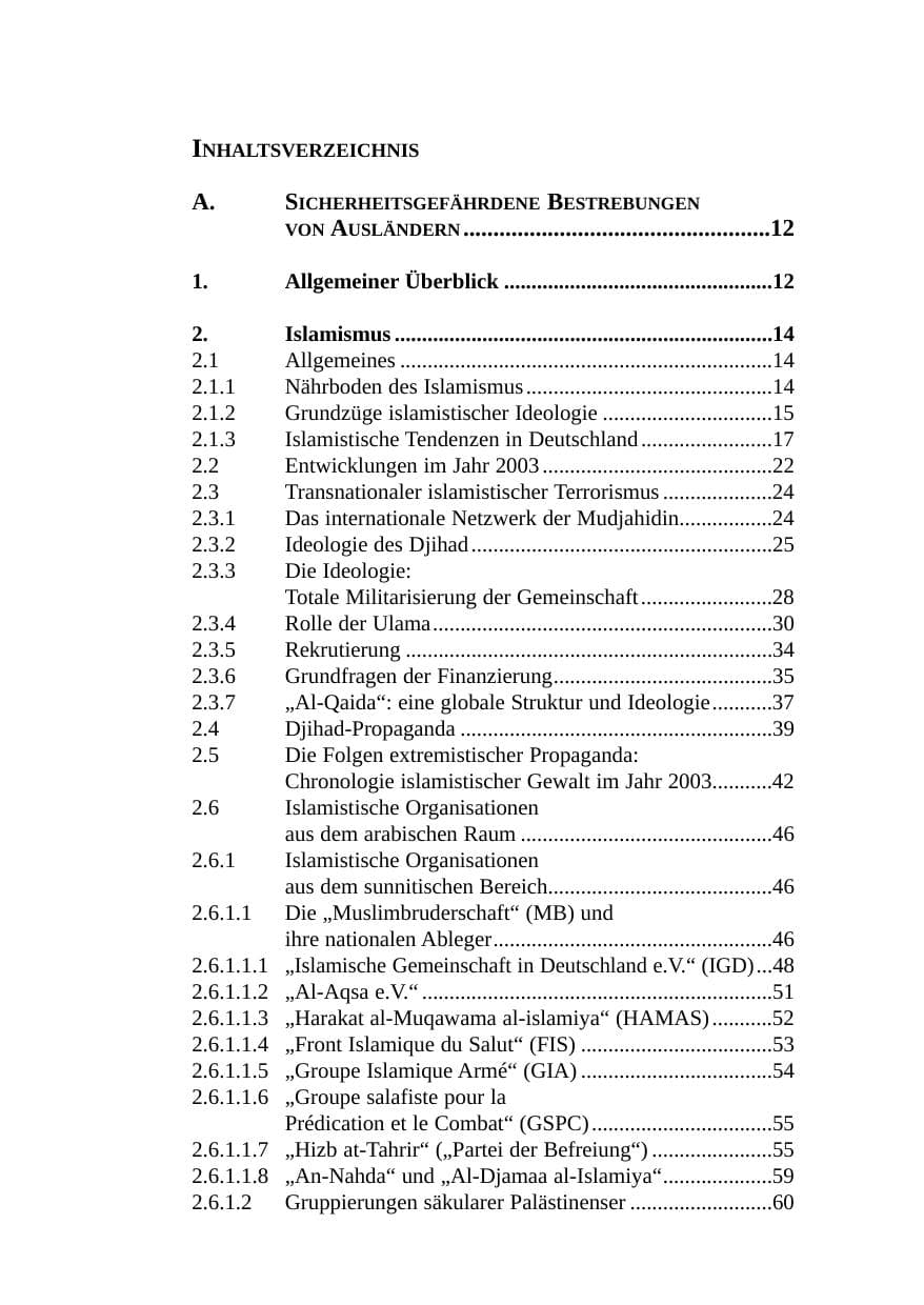 Seite 7 des Verfassungsschutzbericht 2003 Baden-Württemberg