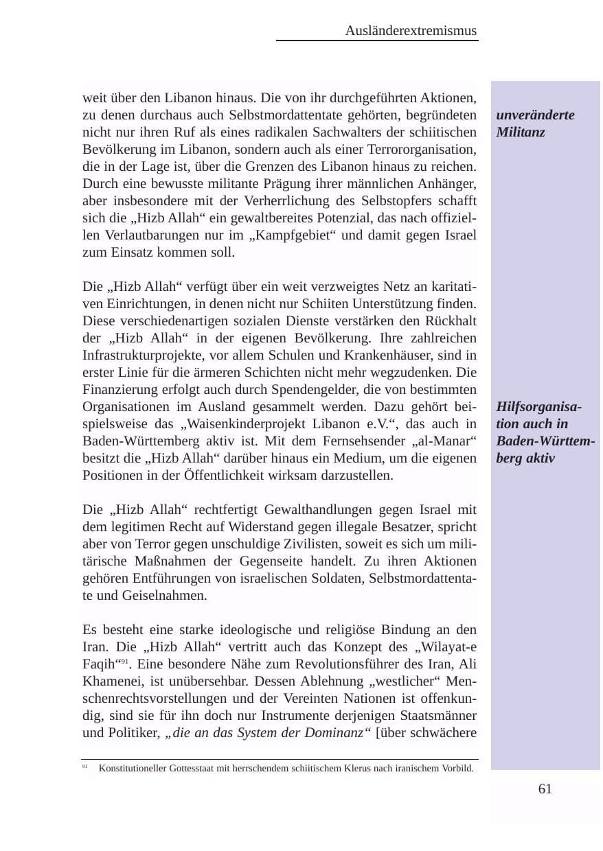 Seite 62 des Verfassungsschutzbericht 2003 Baden-Württemberg