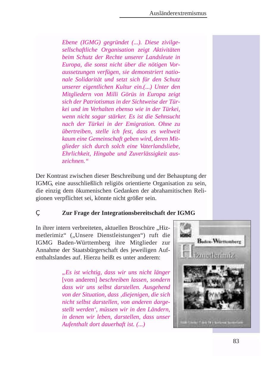 Seite 84 des Verfassungsschutzbericht 2003 Baden-Württemberg