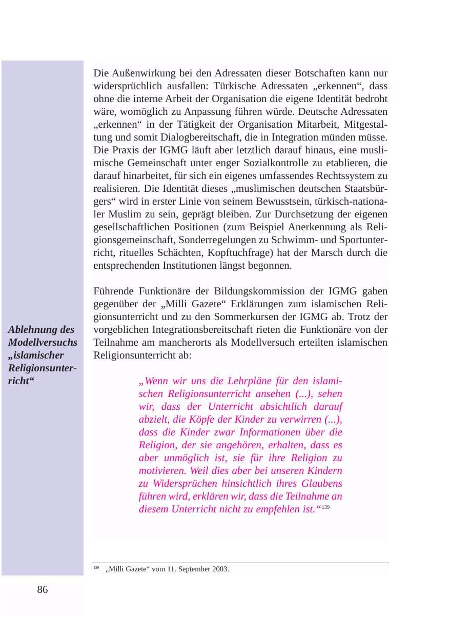 Seite 87 des Verfassungsschutzbericht 2003 Baden-Württemberg