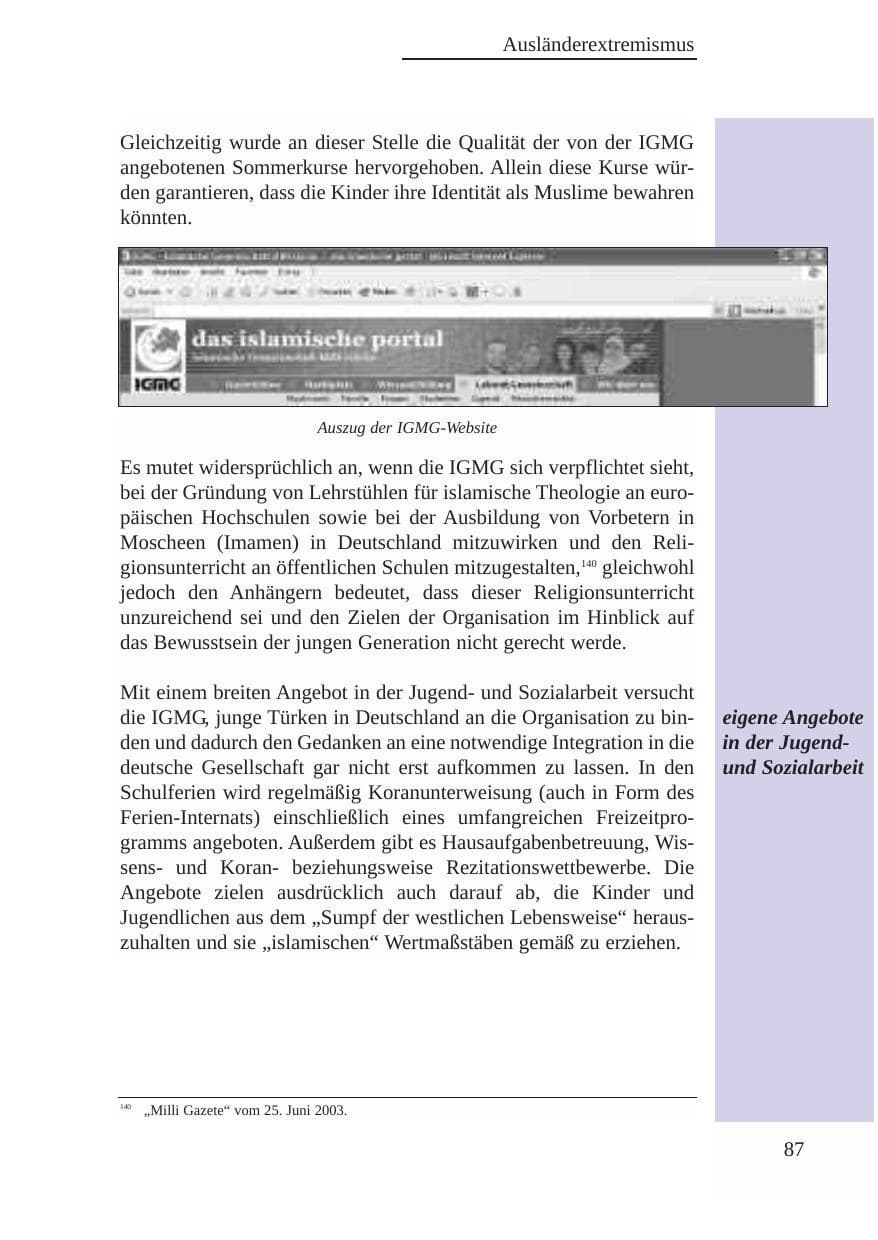 Seite 88 des Verfassungsschutzbericht 2003 Baden-Württemberg