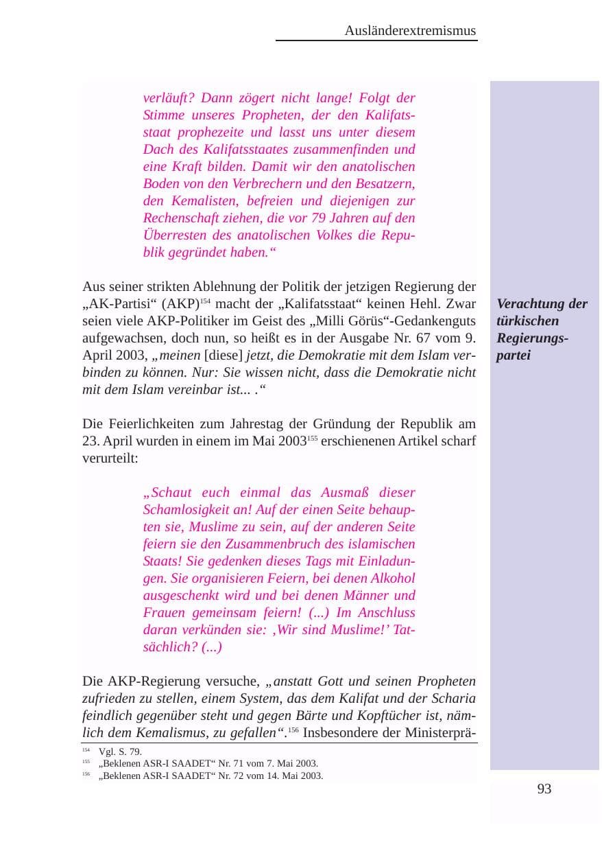 Seite 94 des Verfassungsschutzbericht 2003 Baden-Württemberg
