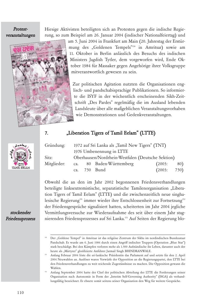 Seite 111 des Verfassungsschutzbericht 2004 Baden-Württemberg