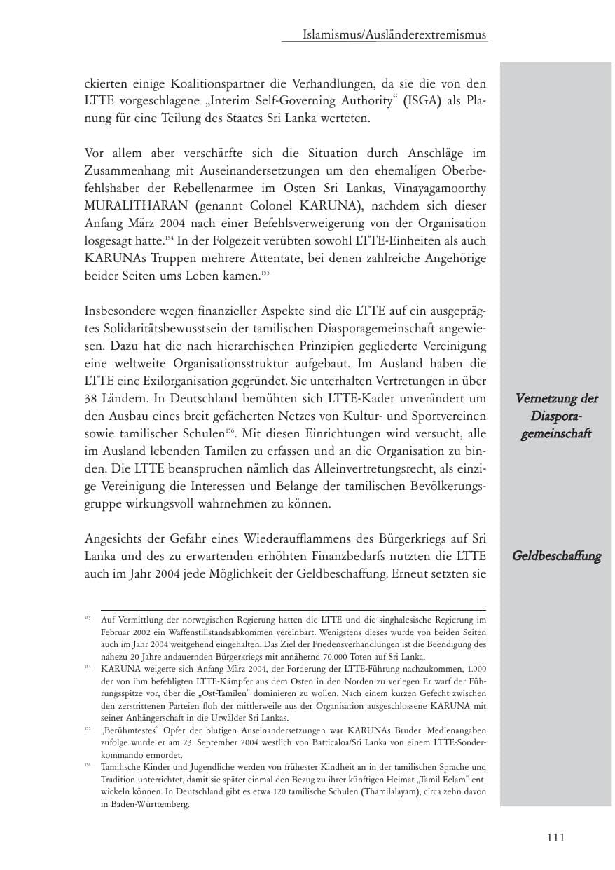 Seite 112 des Verfassungsschutzbericht 2004 Baden-Württemberg
