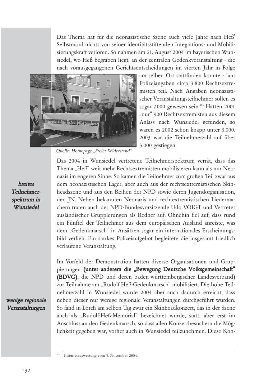 Seite 133 des Verfassungsschutzbericht 2004 Baden-Württemberg