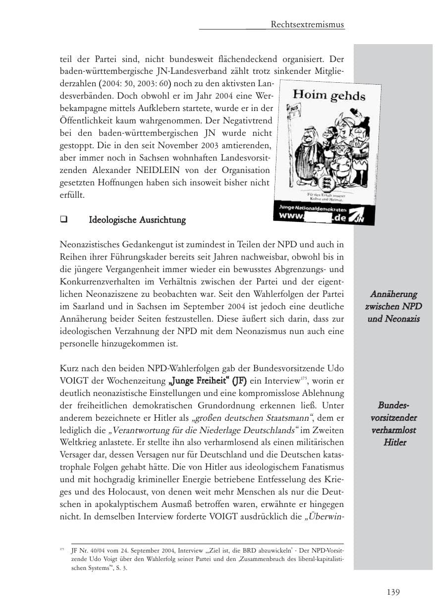 Seite 140 des Verfassungsschutzbericht 2004 Baden-Württemberg