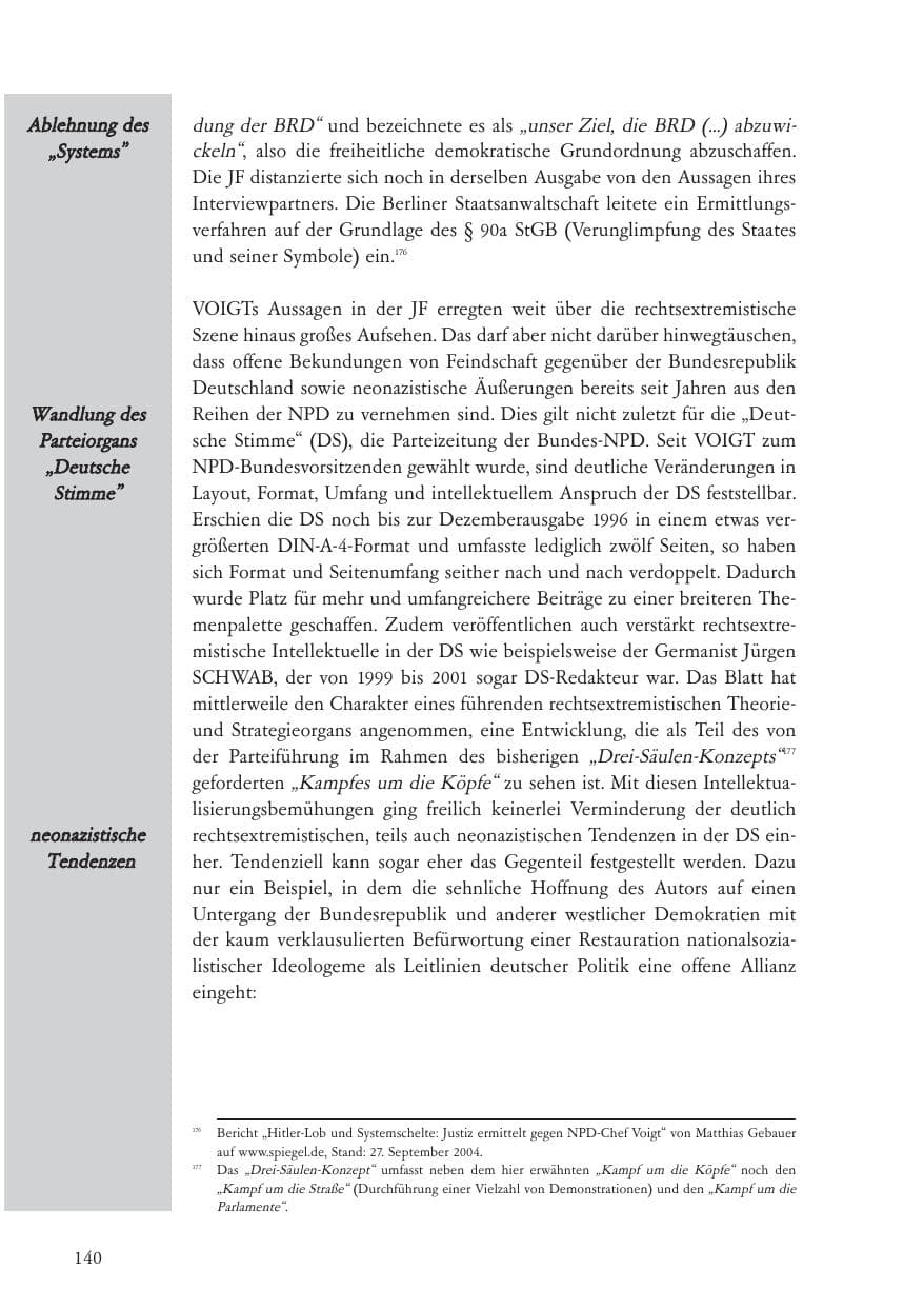 Seite 141 des Verfassungsschutzbericht 2004 Baden-Württemberg