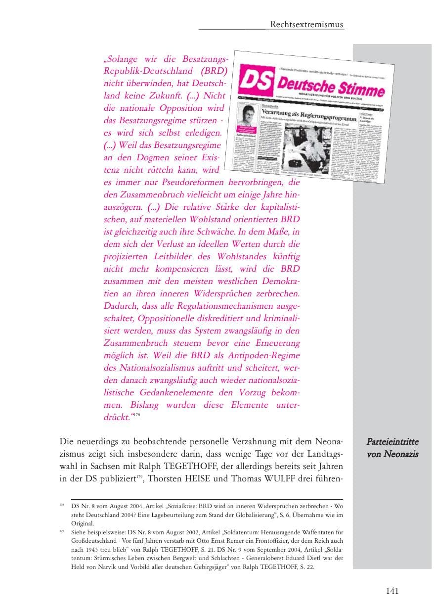 Seite 142 des Verfassungsschutzbericht 2004 Baden-Württemberg