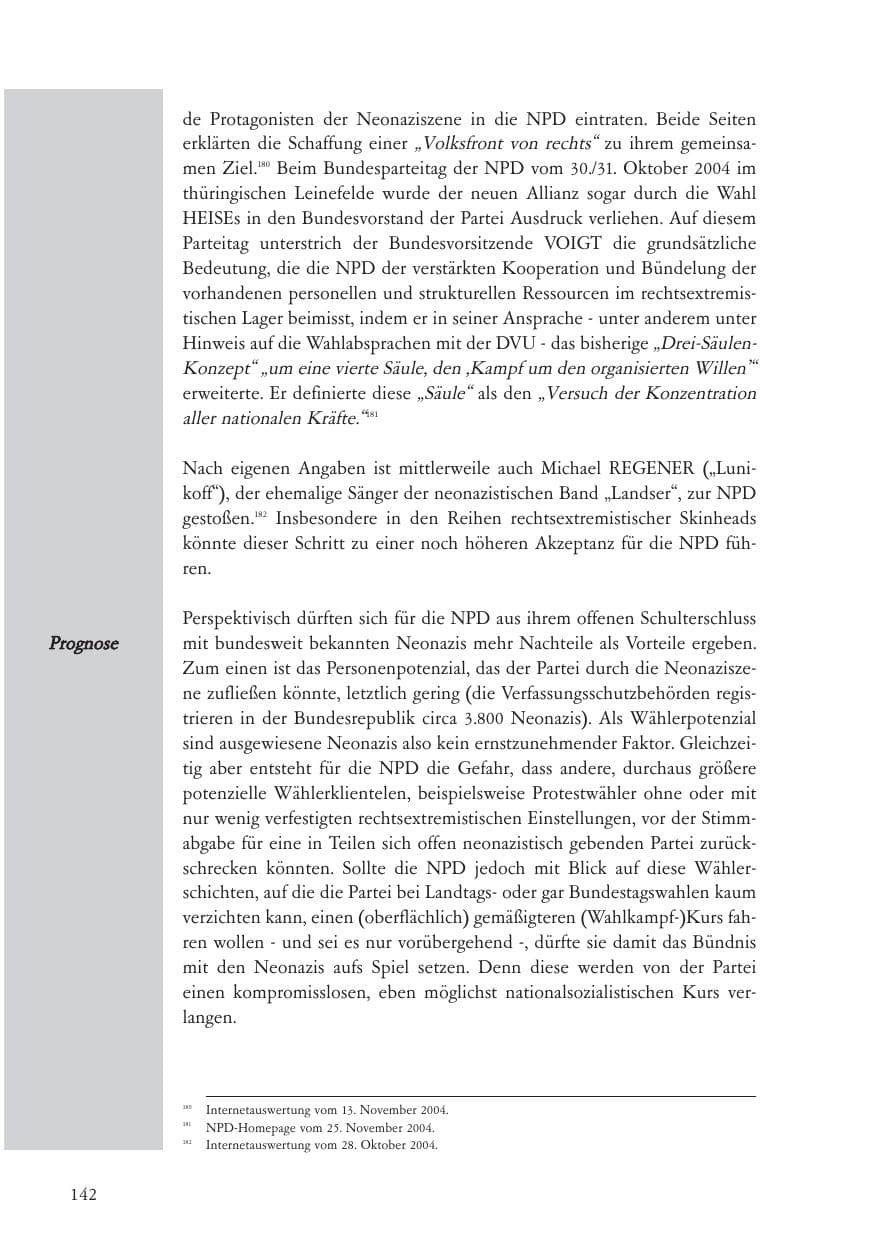 Seite 143 des Verfassungsschutzbericht 2004 Baden-Württemberg