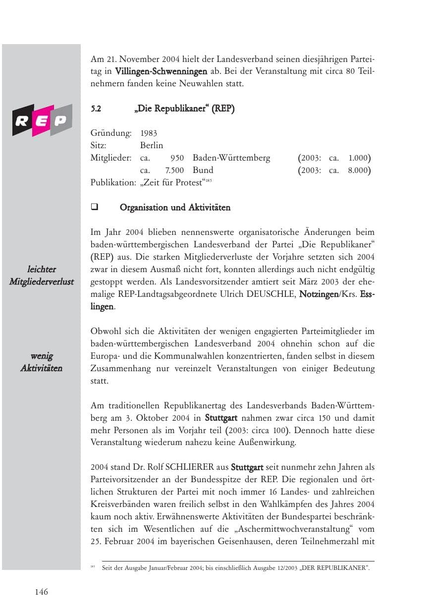 Seite 147 des Verfassungsschutzbericht 2004 Baden-Württemberg