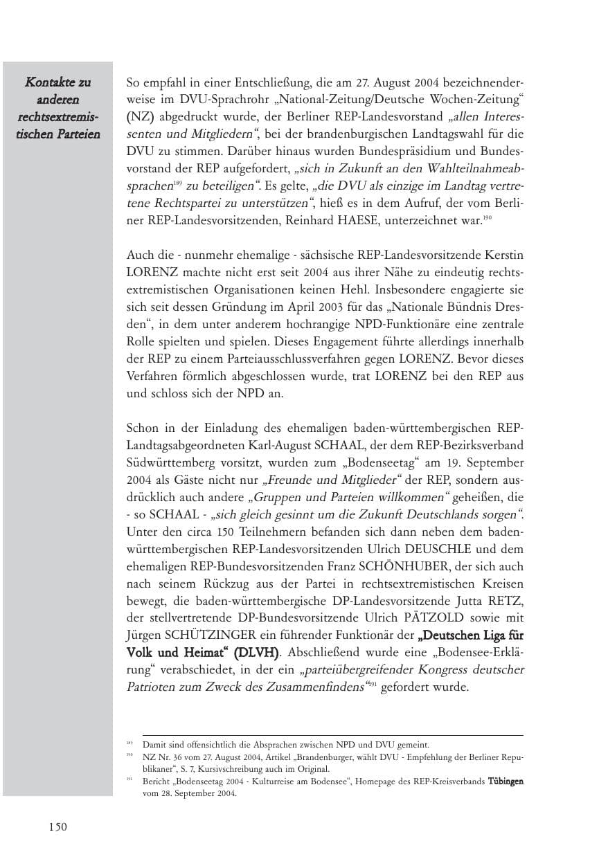 Seite 151 des Verfassungsschutzbericht 2004 Baden-Württemberg
