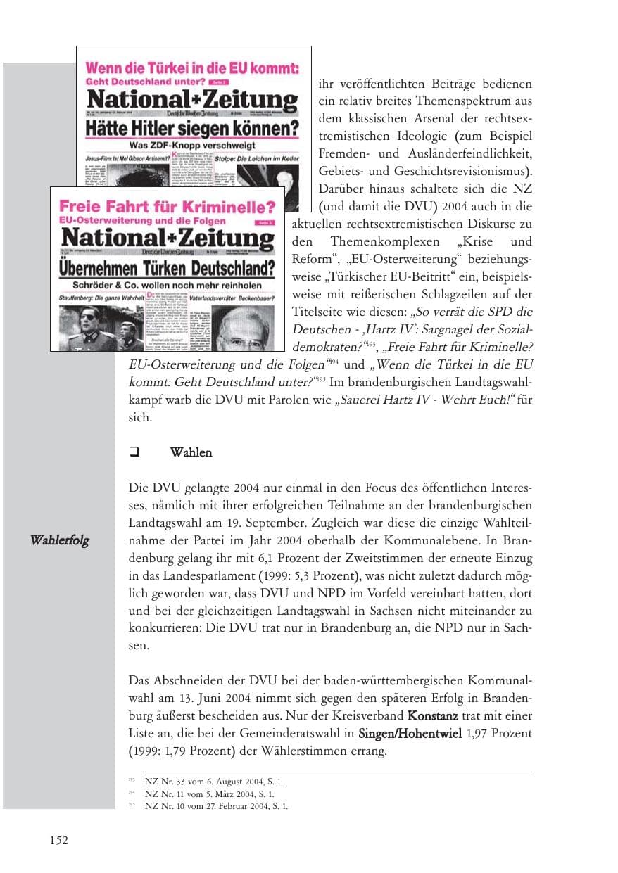 Seite 153 des Verfassungsschutzbericht 2004 Baden-Württemberg