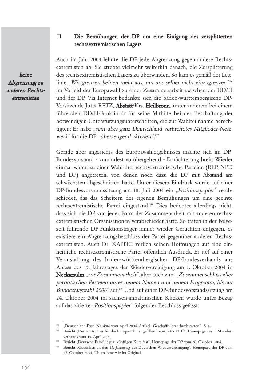 Seite 155 des Verfassungsschutzbericht 2004 Baden-Württemberg