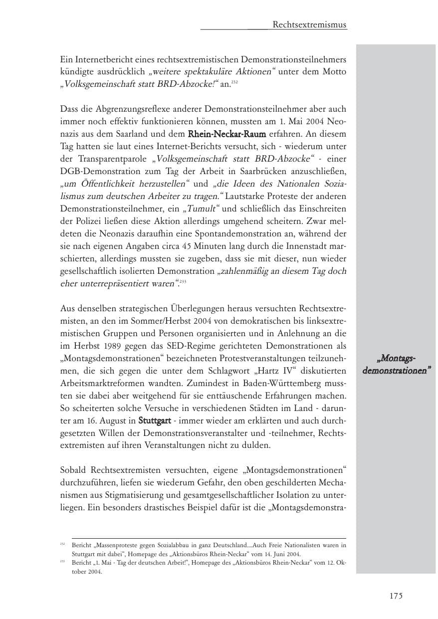 Seite 176 des Verfassungsschutzbericht 2004 Baden-Württemberg