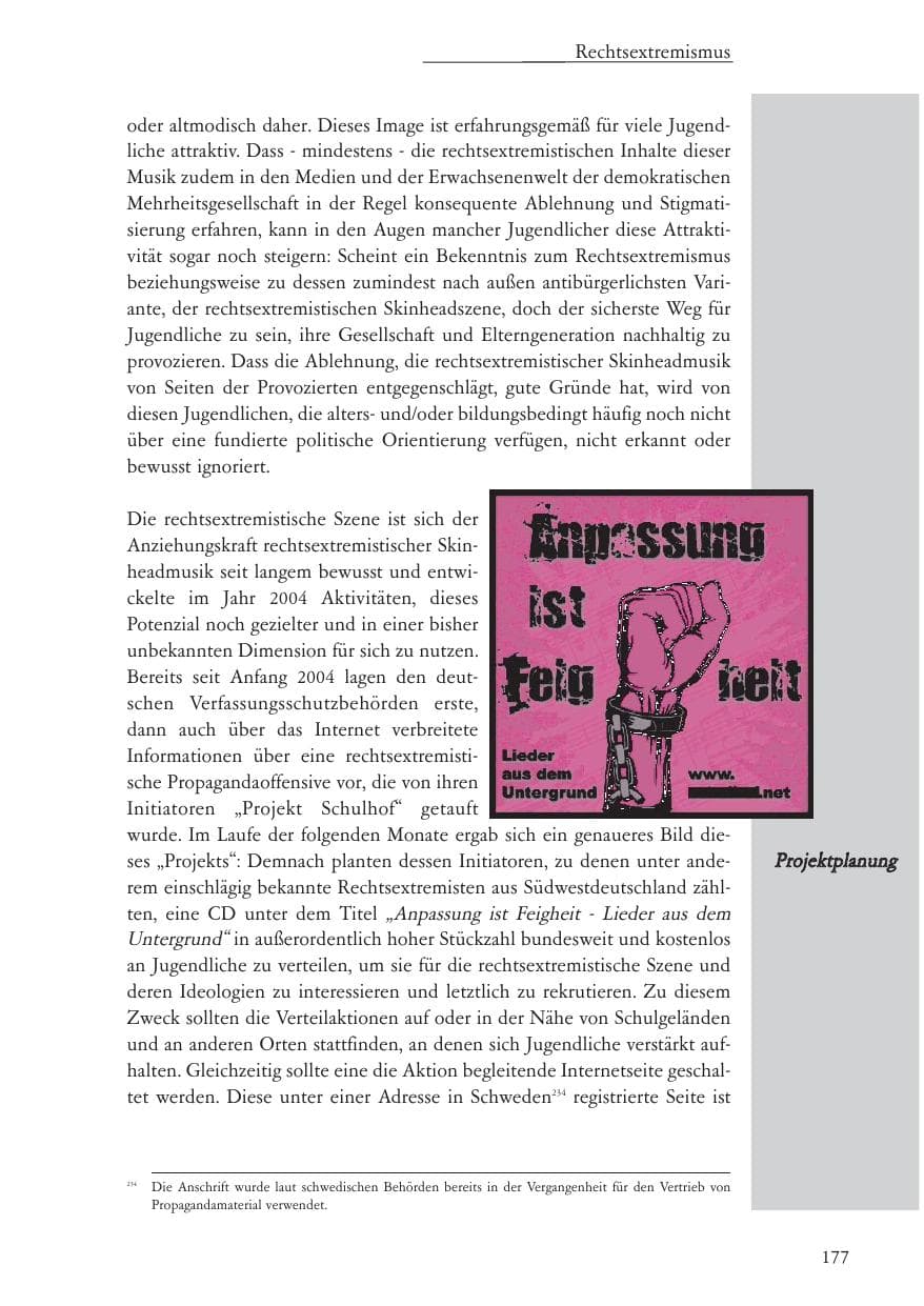 Seite 178 des Verfassungsschutzbericht 2004 Baden-Württemberg