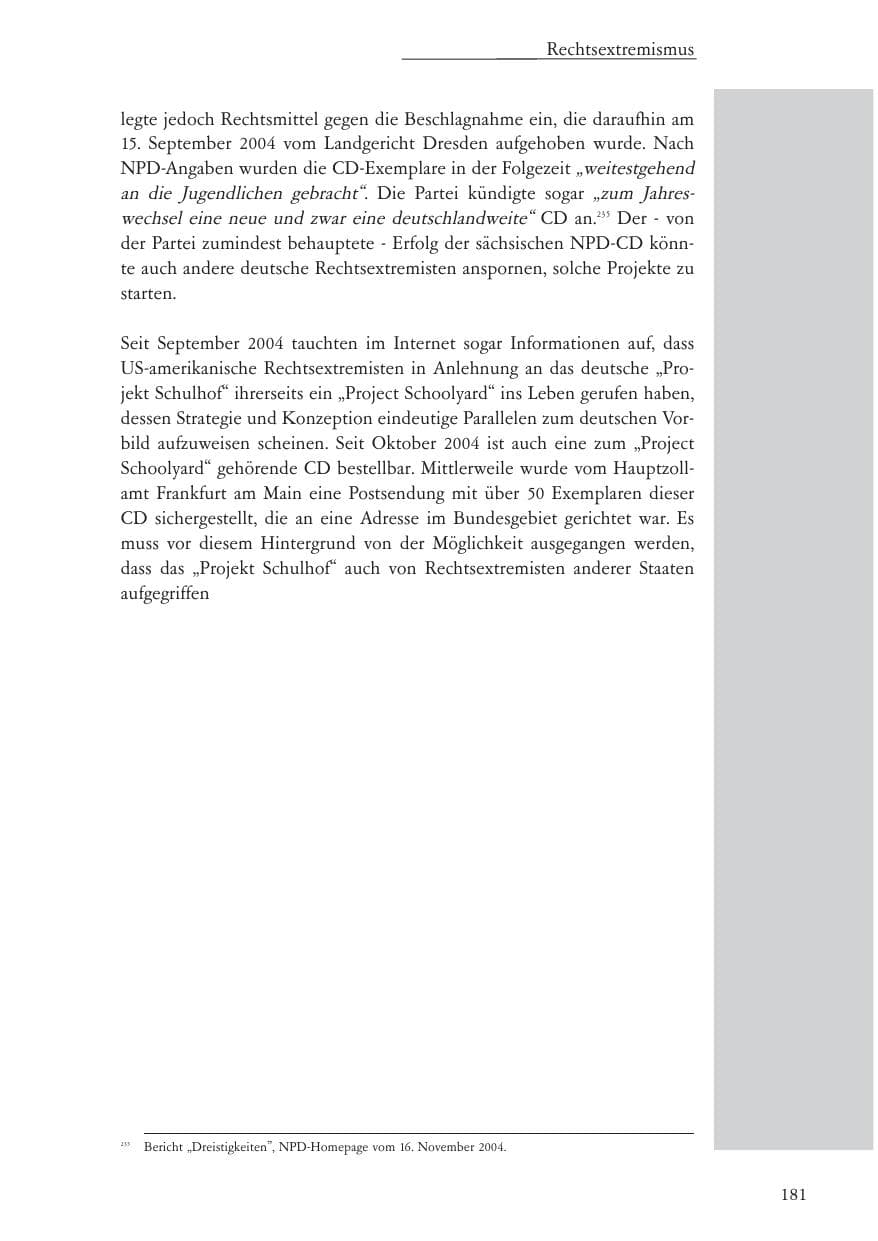Seite 182 des Verfassungsschutzbericht 2004 Baden-Württemberg