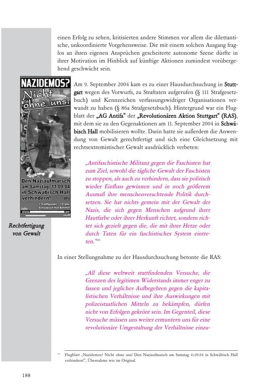Seite 189 des Verfassungsschutzbericht 2004 Baden-Württemberg