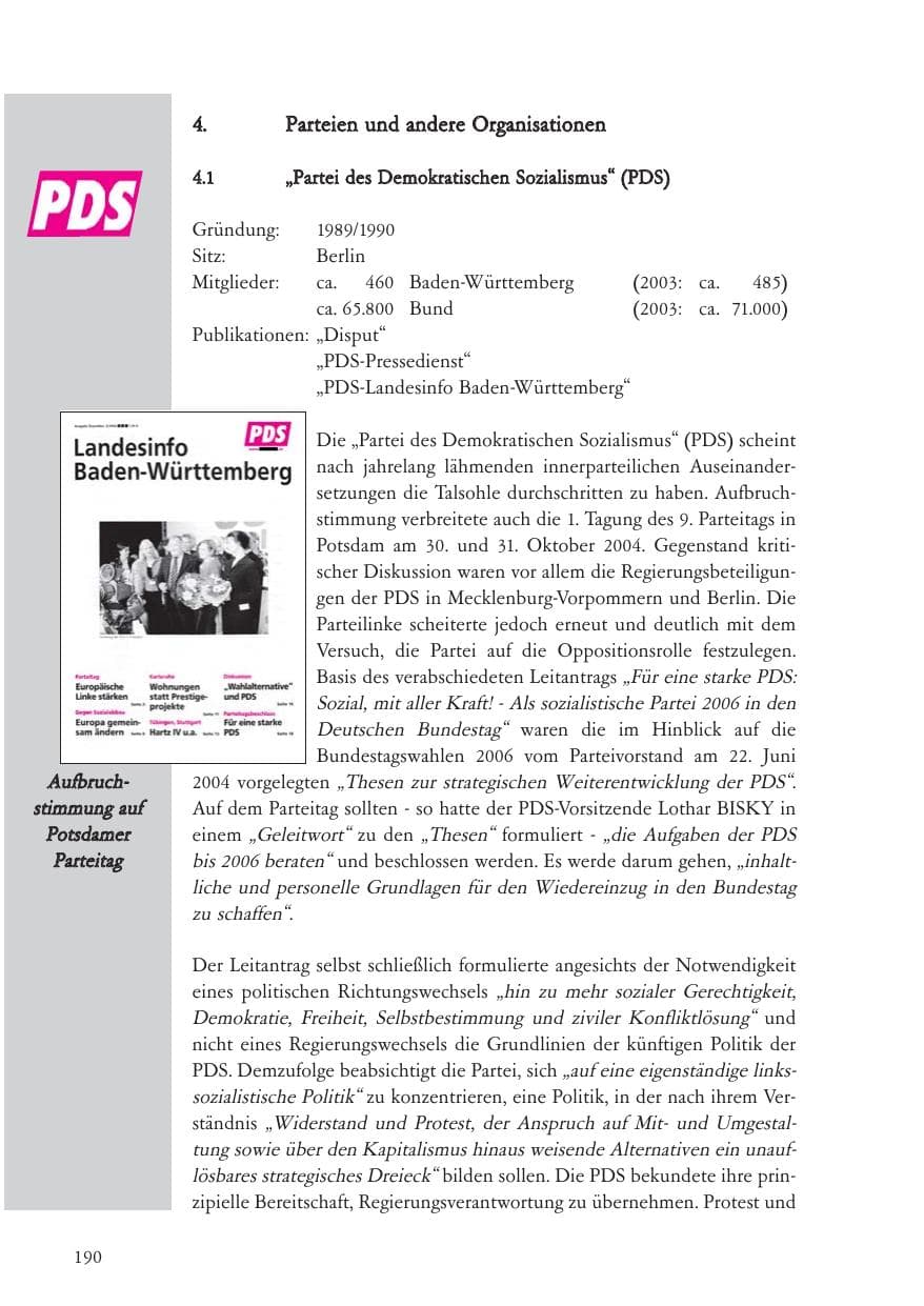 Seite 191 des Verfassungsschutzbericht 2004 Baden-Württemberg