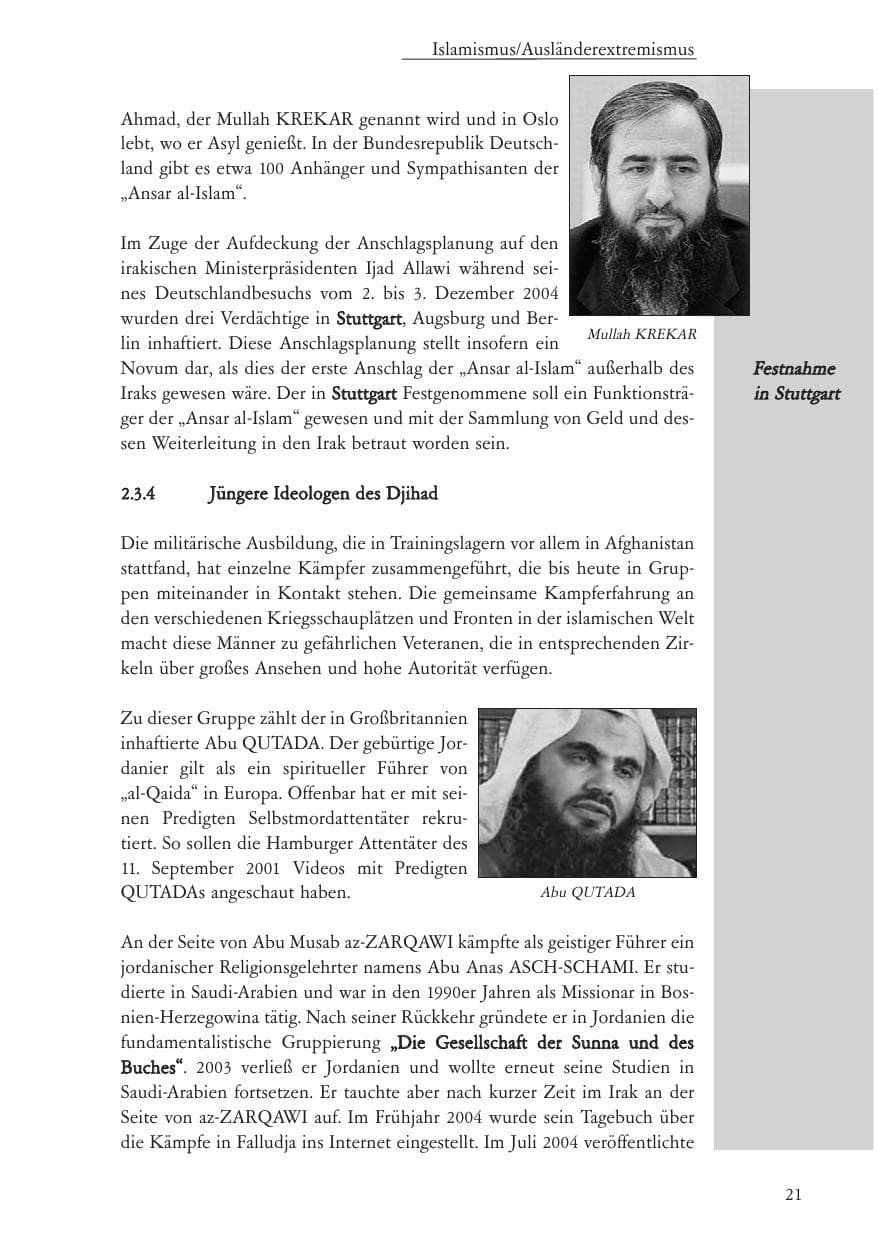 Seite 22 des Verfassungsschutzbericht 2004 Baden-Württemberg