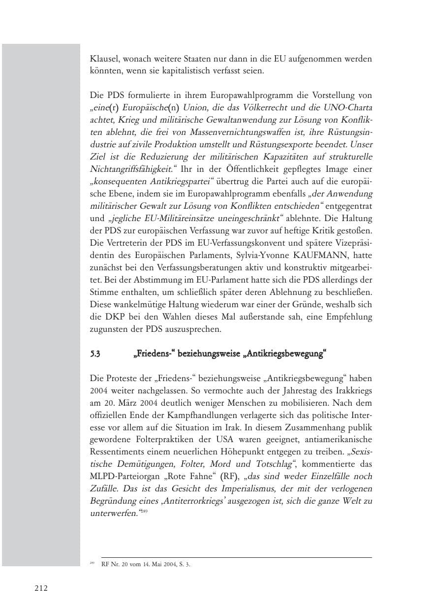 Seite 213 des Verfassungsschutzbericht 2004 Baden-Württemberg