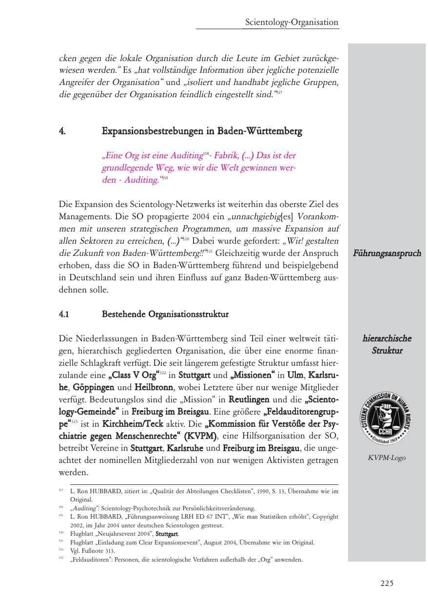 Seite 226 des Verfassungsschutzbericht 2004 Baden-Württemberg