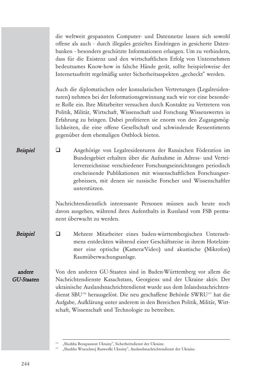 Seite 245 des Verfassungsschutzbericht 2004 Baden-Württemberg