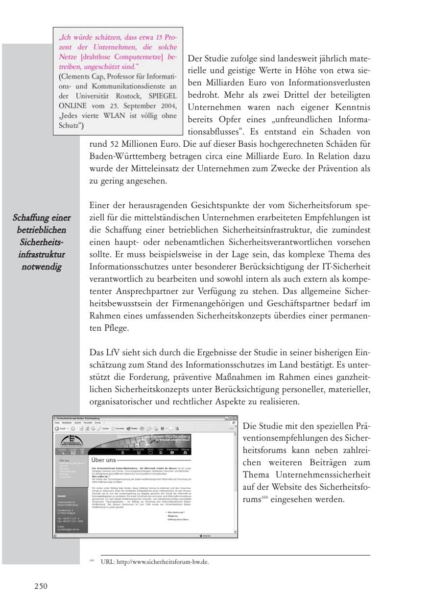 Seite 251 des Verfassungsschutzbericht 2004 Baden-Württemberg
