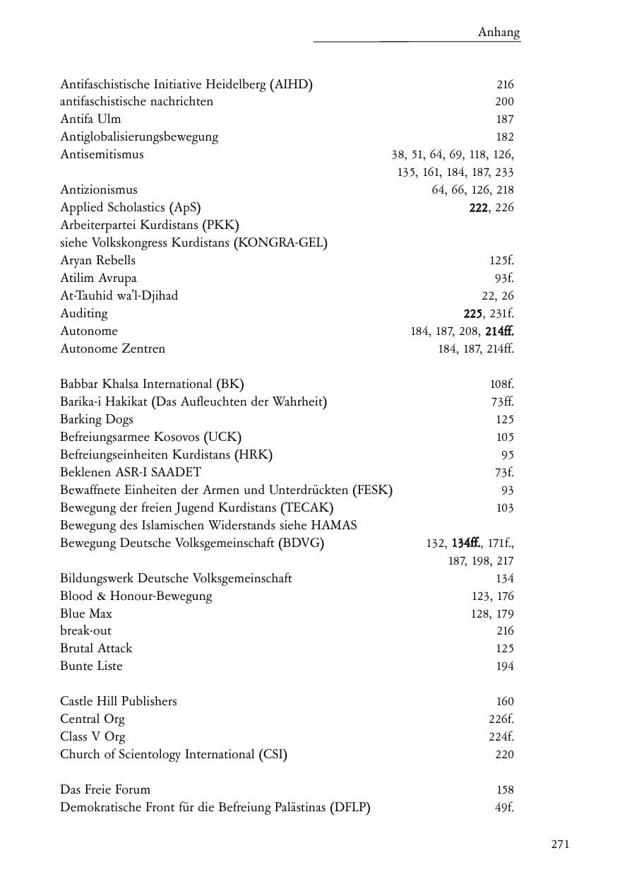 Seite 272 des Verfassungsschutzbericht 2004 Baden-Württemberg