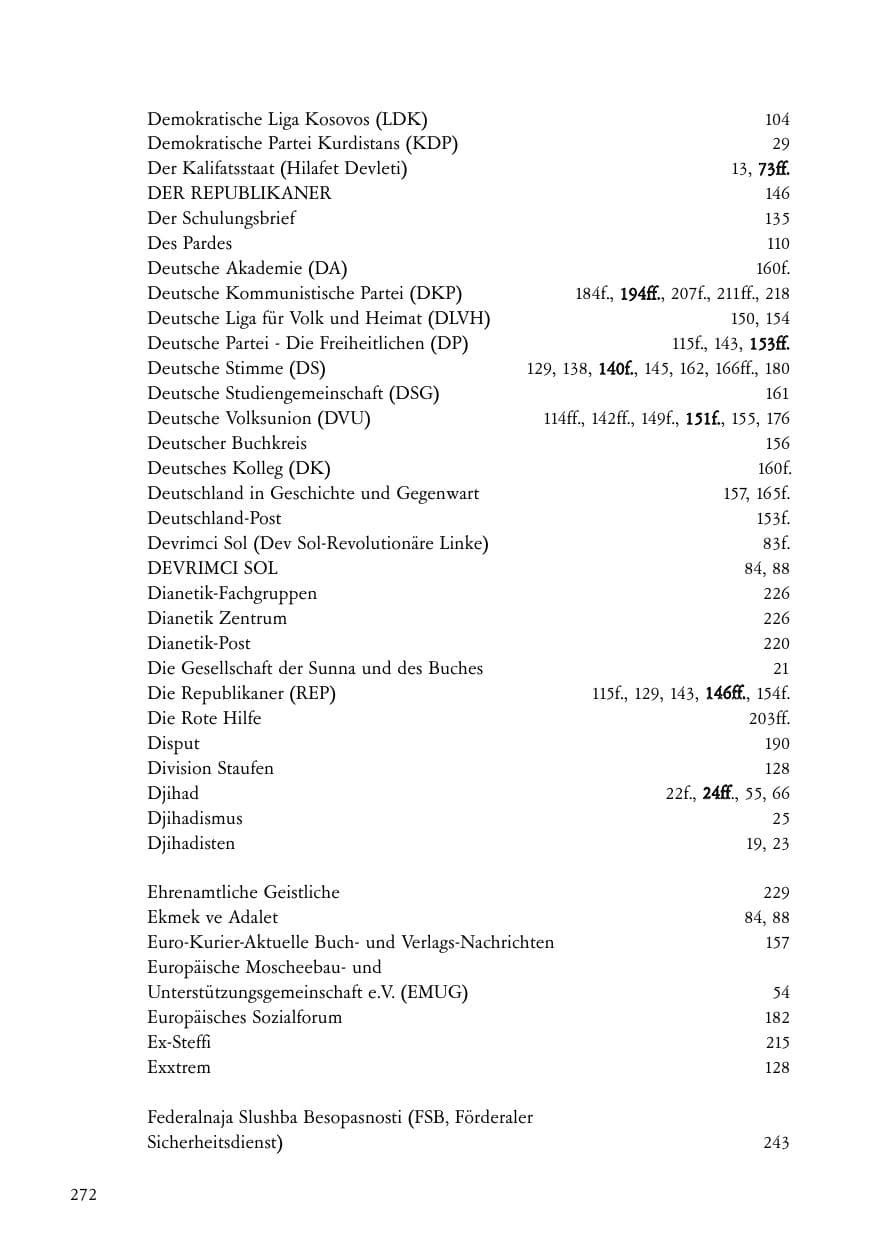 Seite 273 des Verfassungsschutzbericht 2004 Baden-Württemberg