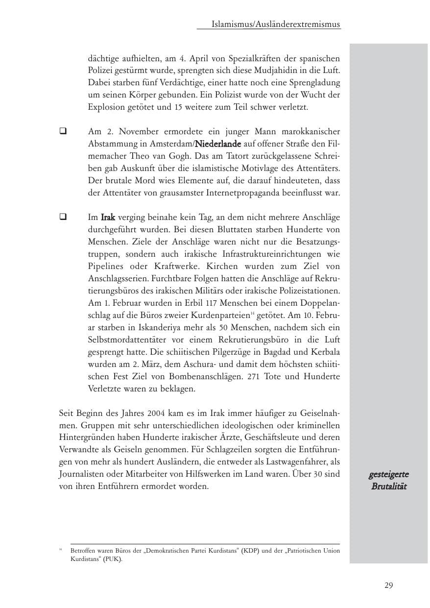 Seite 30 des Verfassungsschutzbericht 2004 Baden-Württemberg