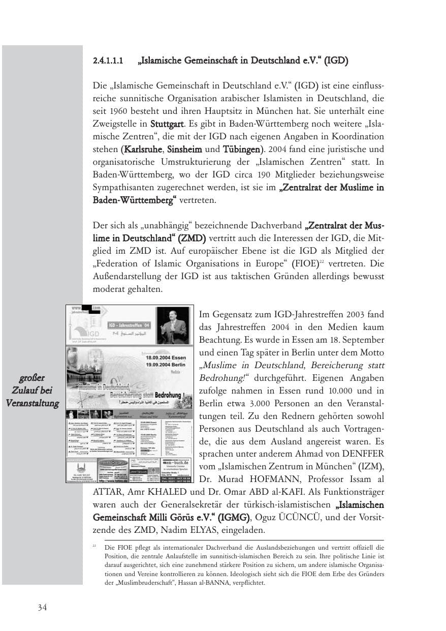 Seite 35 des Verfassungsschutzbericht 2004 Baden-Württemberg