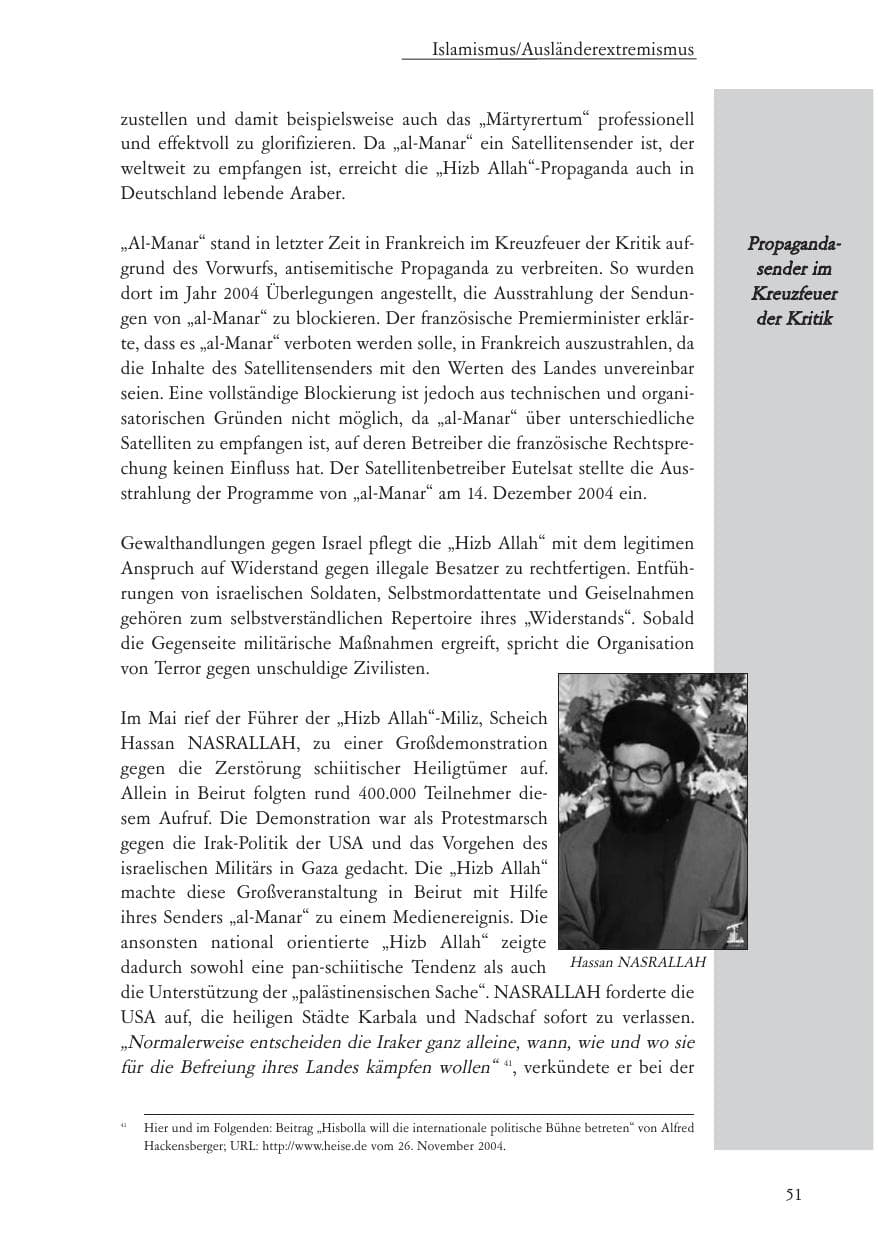 Seite 52 des Verfassungsschutzbericht 2004 Baden-Württemberg