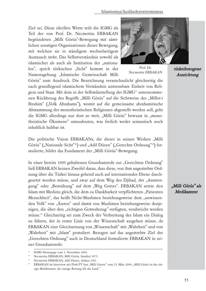 Seite 56 des Verfassungsschutzbericht 2004 Baden-Württemberg