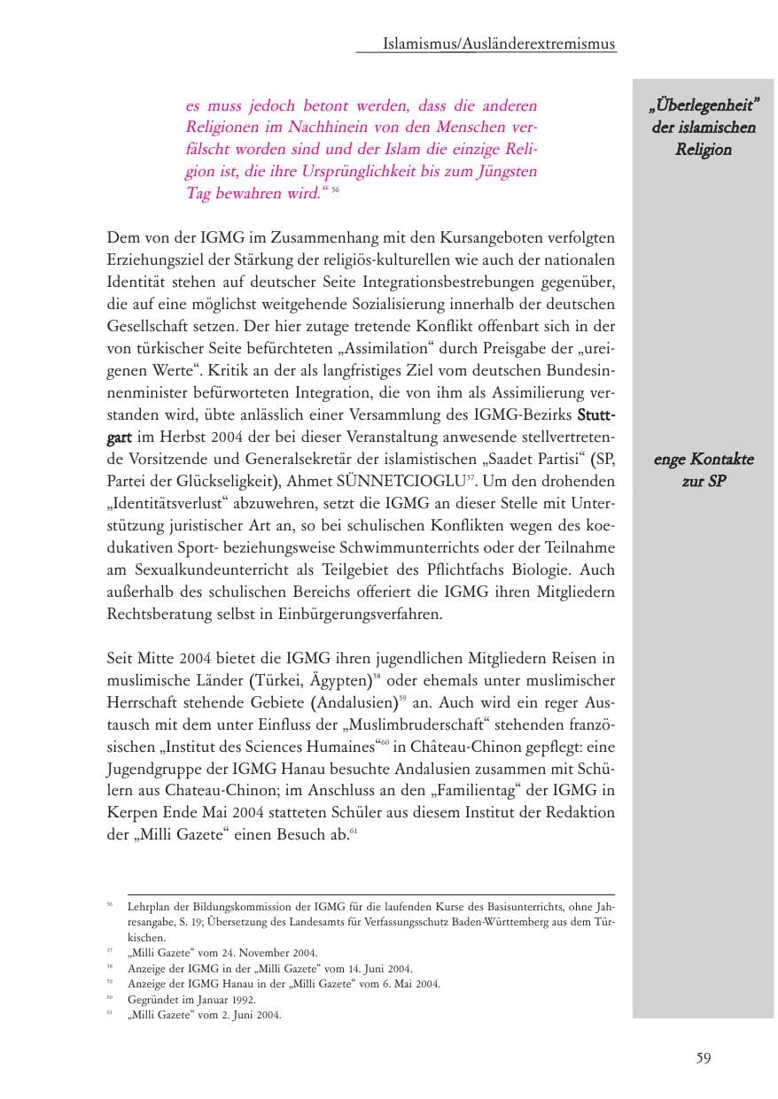 Seite 60 des Verfassungsschutzbericht 2004 Baden-Württemberg